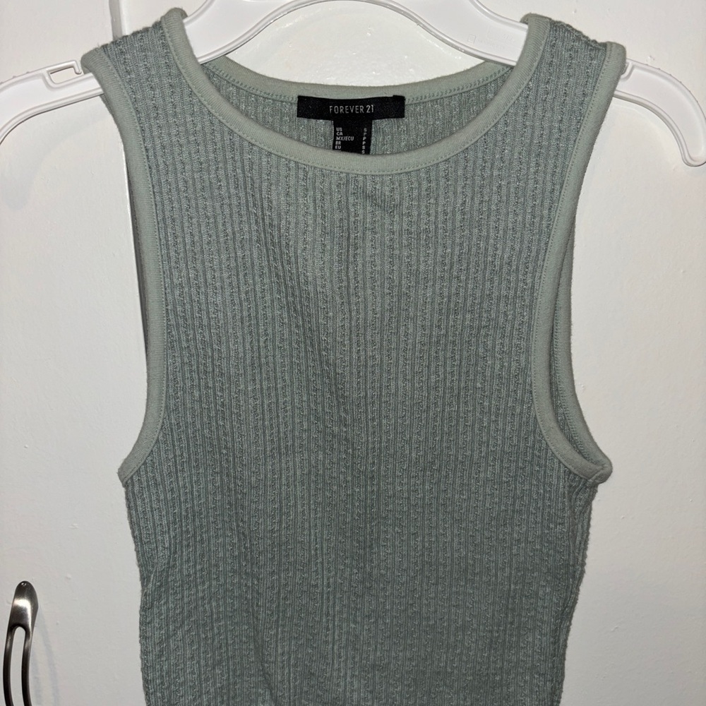 Forever 21 Women's Sage Ribbed Tank Top - size small